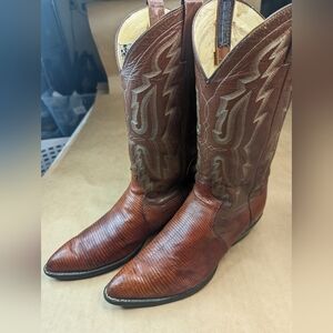 Panhandle Slim men's size 7.5D, women's sz 8.5Wide, Exotic Genuine Brown Teju Li
